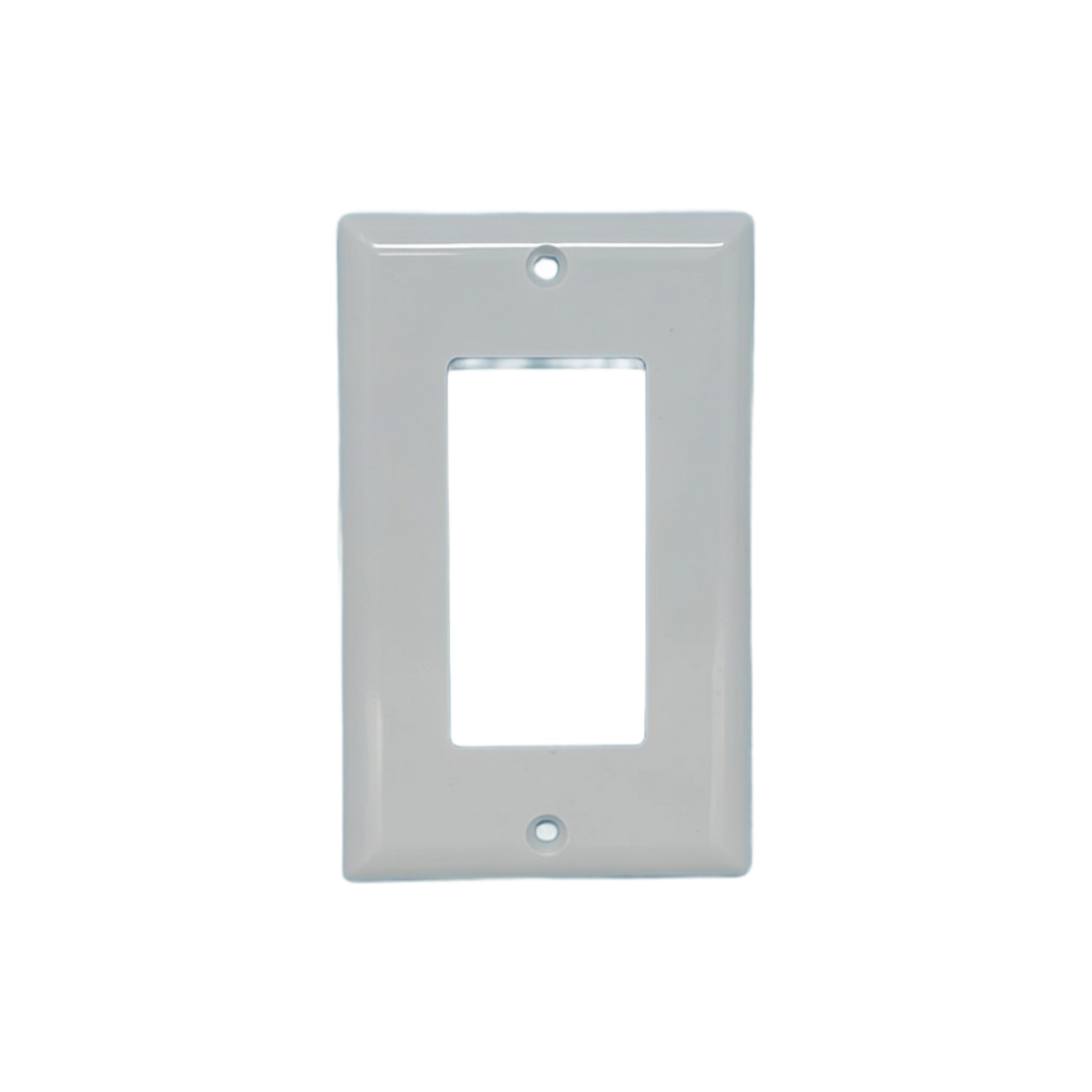 Gang Decora Wall Plate, White Plastic, whit Screws