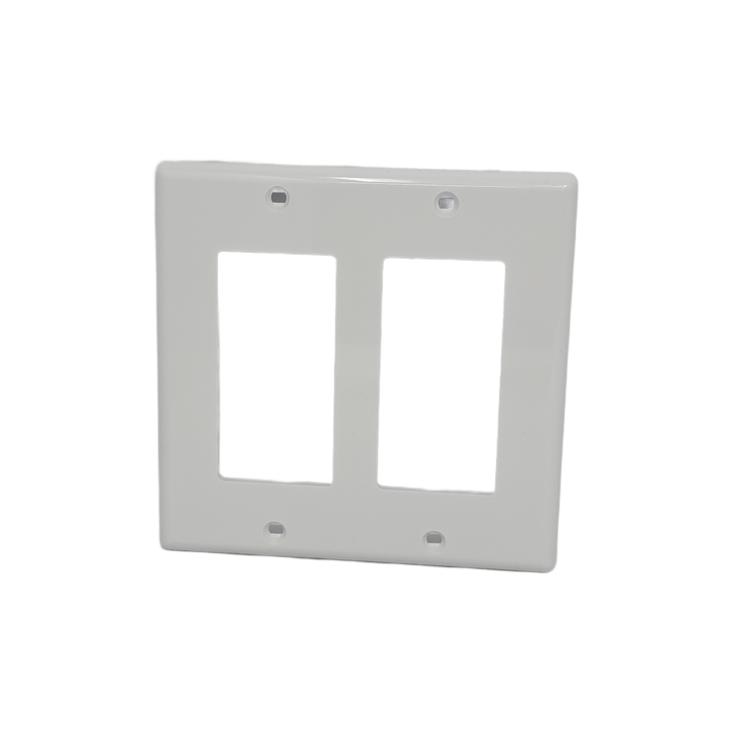Gang Decora Wall Plate, White Plastic, whit Screws