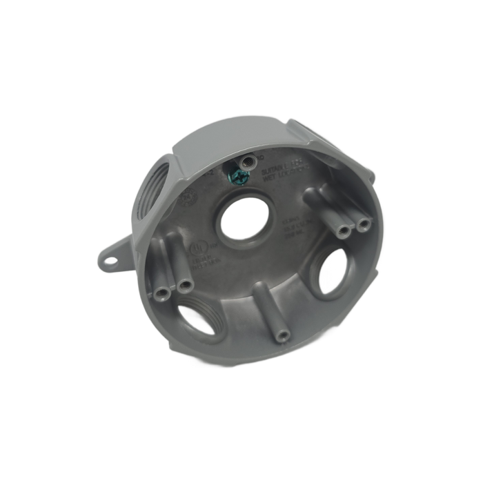 4" Round Weatherproof Box - Deep 1-9/16" (5 Holes)