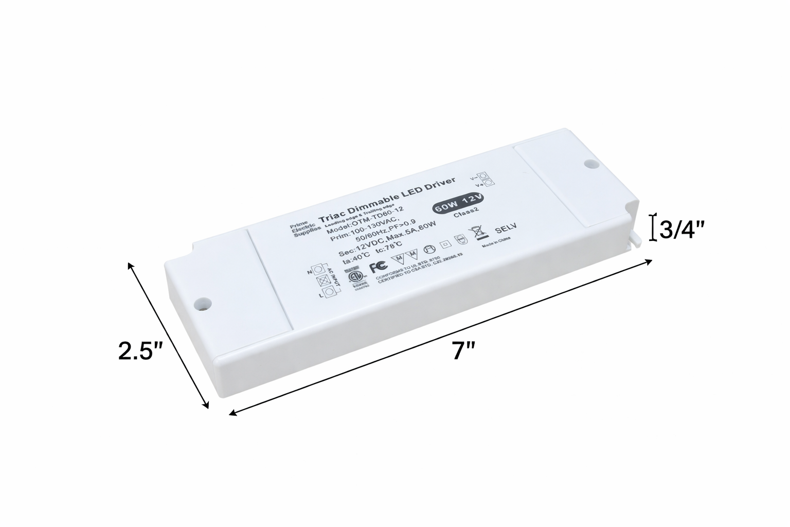 LED Driver 12V White Plastic Dimmable