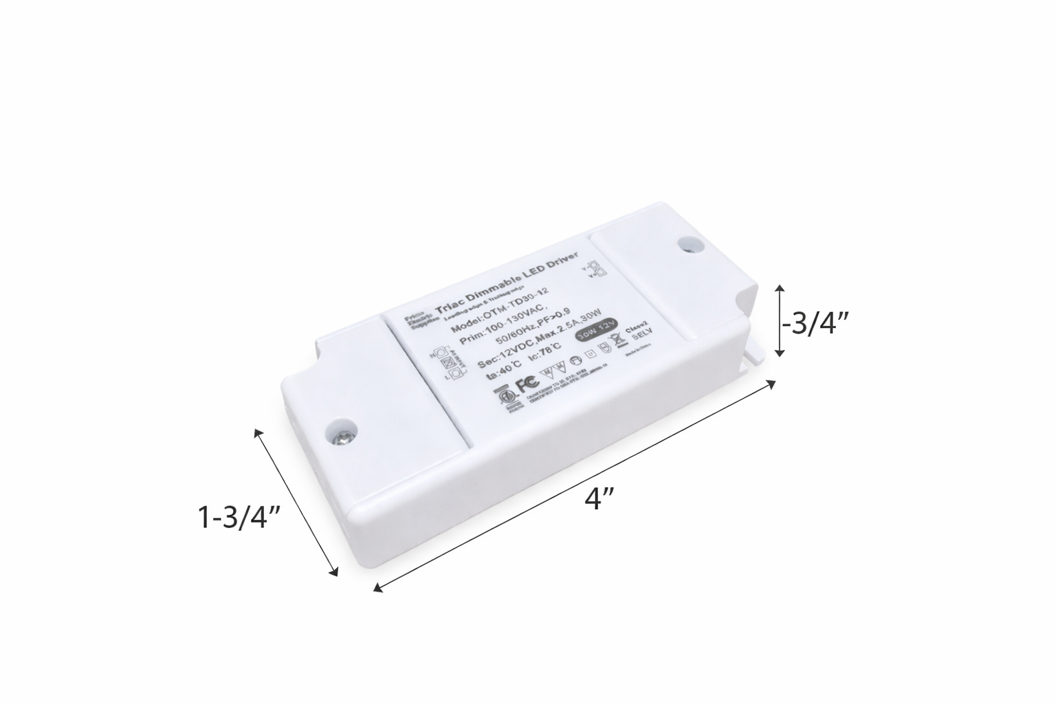 LED Driver 12V White Plastic Dimmable