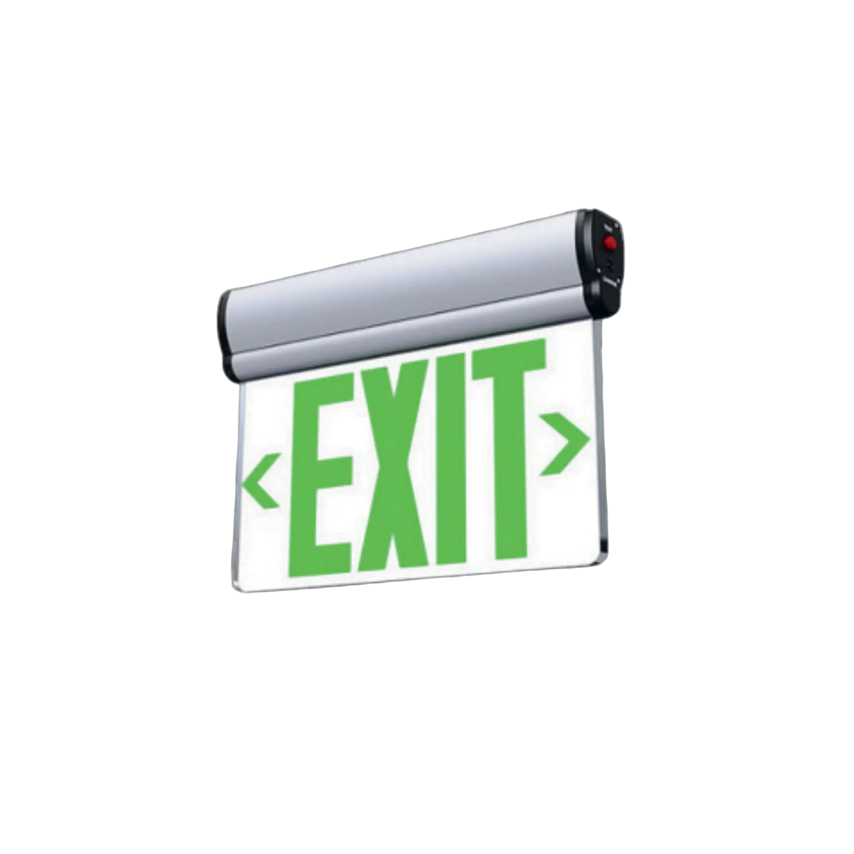 LED Aluminum Edge-Lit Green Exit Sign With 90-Minute Battery