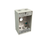 One-Gang Weatherproof Box, 2" Deep Aluminum, 5 Holes