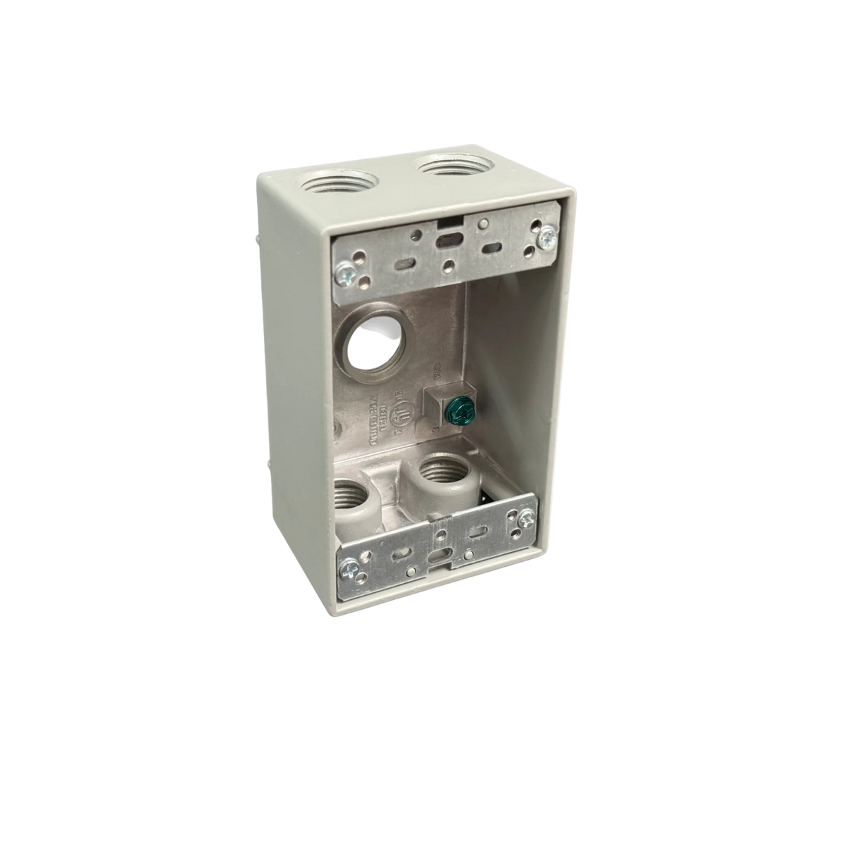 One-Gang Weatherproof Box, 2" Deep Aluminum, 5 Holes