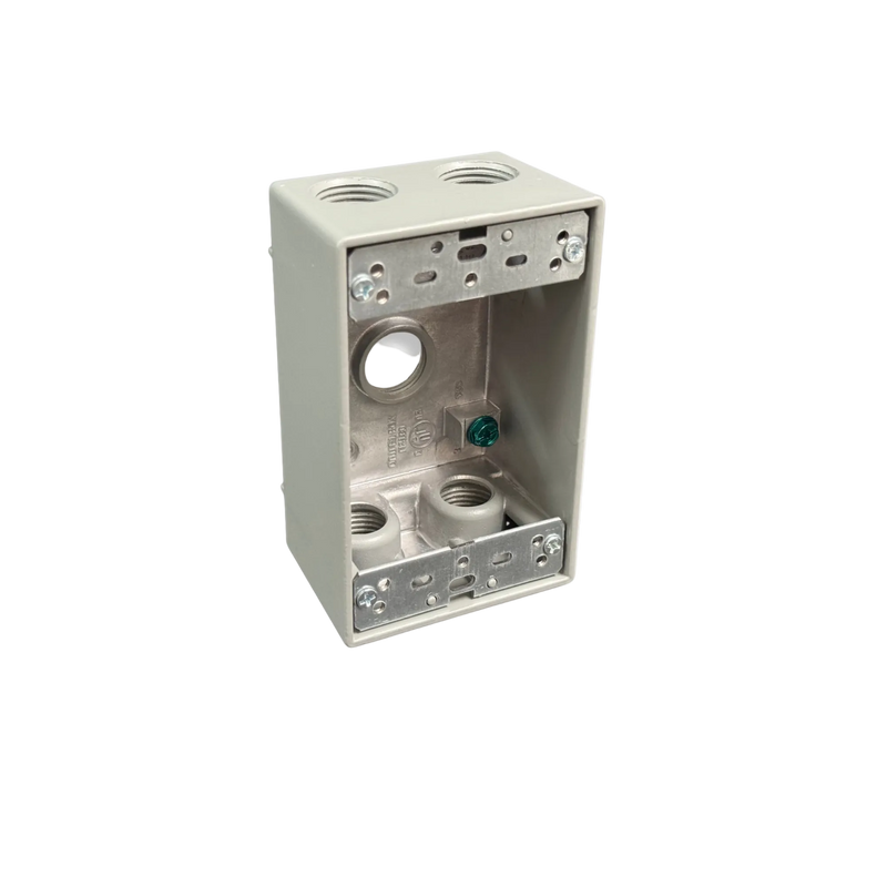 One-Gang Weatherproof Box, 2" Deep Aluminum, 5 Holes