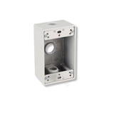 One-Gang Weatherproof Box, 2-5/8" Deep Aluminum, 3 Holes