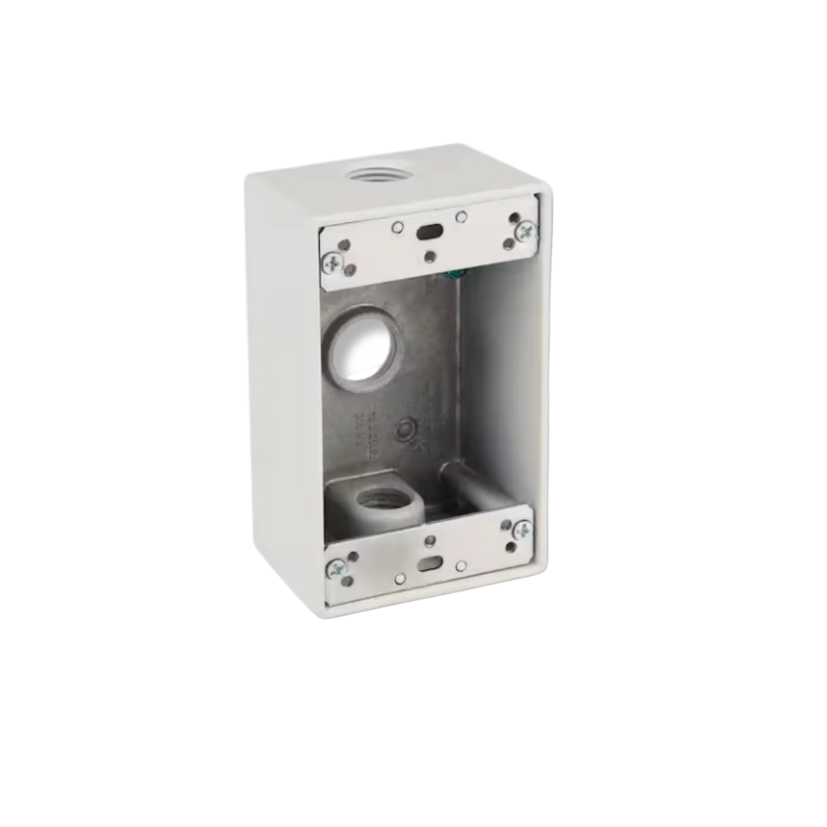 One-Gang Weatherproof Box, 2-5/8" Deep Aluminum, 3 Holes