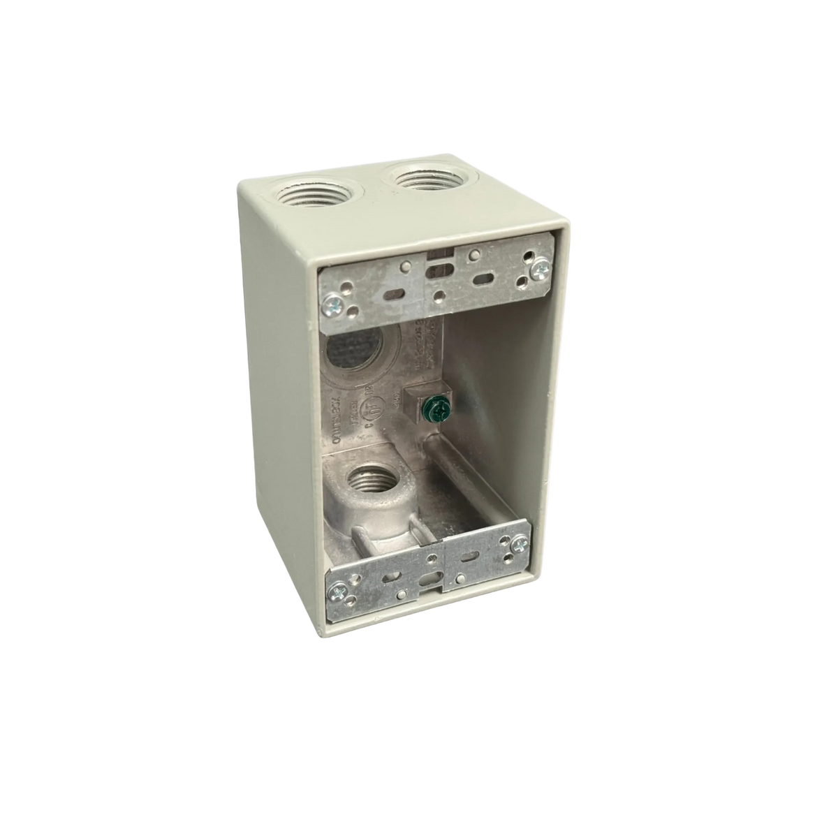 One-Gang Weatherproof Box, 2-5/8" Deep Aluminum, 3 Holes