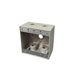 Two-Gang Weatherproof Box, 2-5/8" Deep Aluminum, 5 Holes