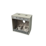 Two-Gang Weatherproof Box, 2-5/8" Deep Aluminum, 5 Holes