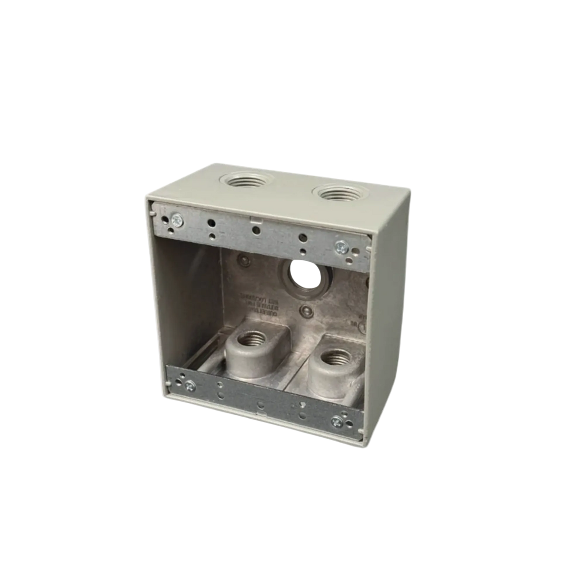 Two-Gang Weatherproof Box, 2-5/8" Deep Aluminum, 5 Holes