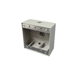 Two-Gang Weatherproof Box, 2-3/16" Deep Aluminum, 3 Holes