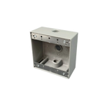 Two-Gang Weatherproof Box, 2-3/16" Deep Aluminum, 3 Holes