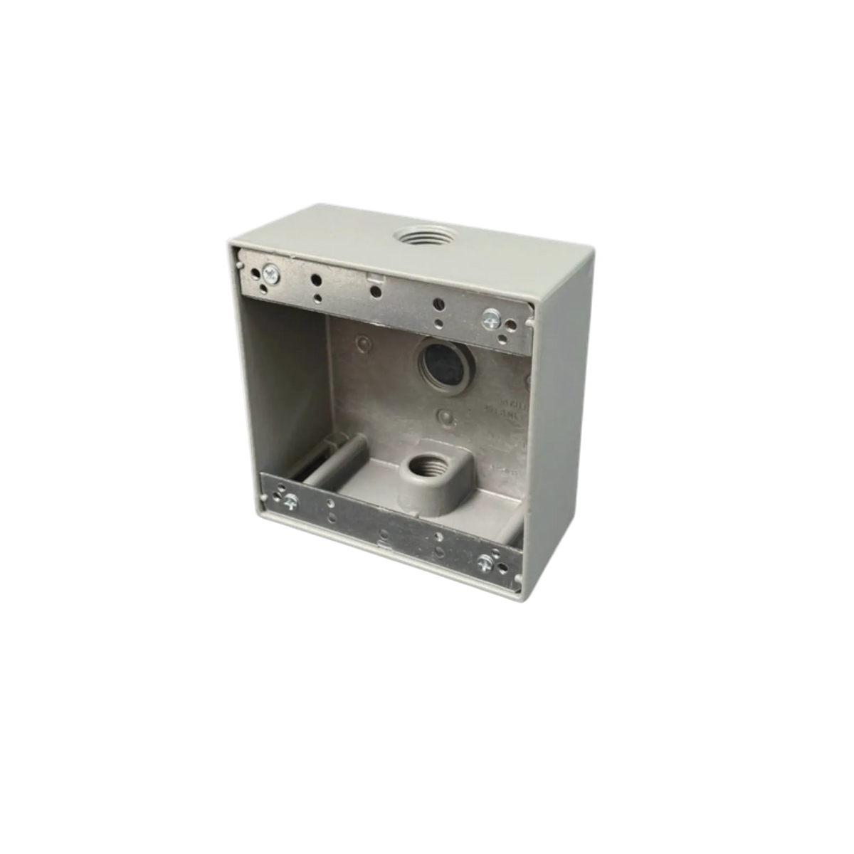 Two-Gang Weatherproof Box, 2-3/16" Deep Aluminum, 3 Holes