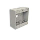 Two-Gang Weatherproof Box, 2-3/16" Deep Aluminum, 4 Holes