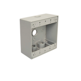 Two-Gang Weatherproof Box, 2-3/16" Deep Aluminum, 4 Holes