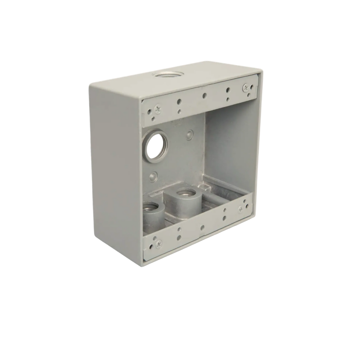 Two-Gang Weatherproof Box, 2-3/16" Deep Aluminum, 4 Holes