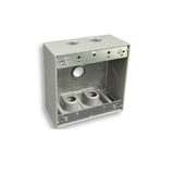 Two-Gang Weatherproof Box, 2-3/16" Deep Aluminum, 5 Holes