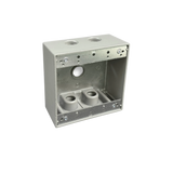 Two-Gang Weatherproof Box, 2-3/16" Deep Aluminum, 5 Holes