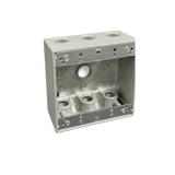 Two-Gang Weatherproof Box, 2-3/16" Deep Aluminum, 7 Holes