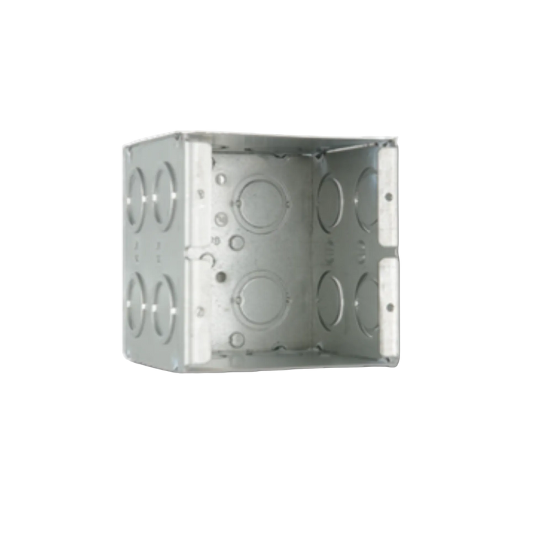 2-Gang Welded Masonry Box, 3-1/2" Deep, 1/2" & 3/4" Knockouts