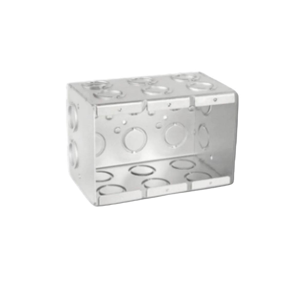 3-Gang Welded Masonry Box, 3-1/2" Deep, 1/2" & 3/4" Knockouts