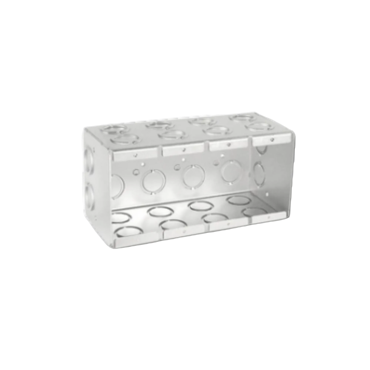 4-Gang Welded Masonry Box, 3-1/2" Deep, 1/2" & 3/4" Knockouts