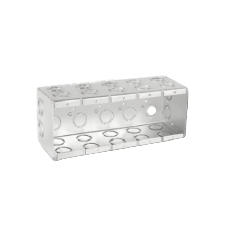 5-Gang Welded Masonry Box, 3-1/2" Deep, 1/2" & 3/4" Knockouts