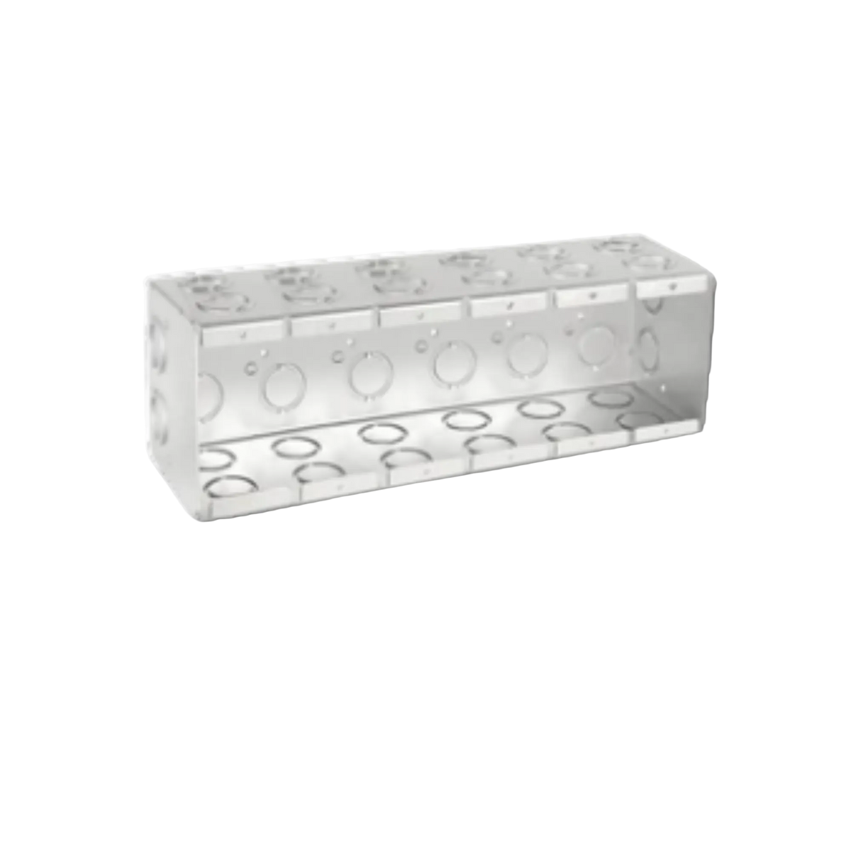 6-Gang Welded Masonry Box, 3-1/2" Deep, 1/2" & 3/4" Knockouts