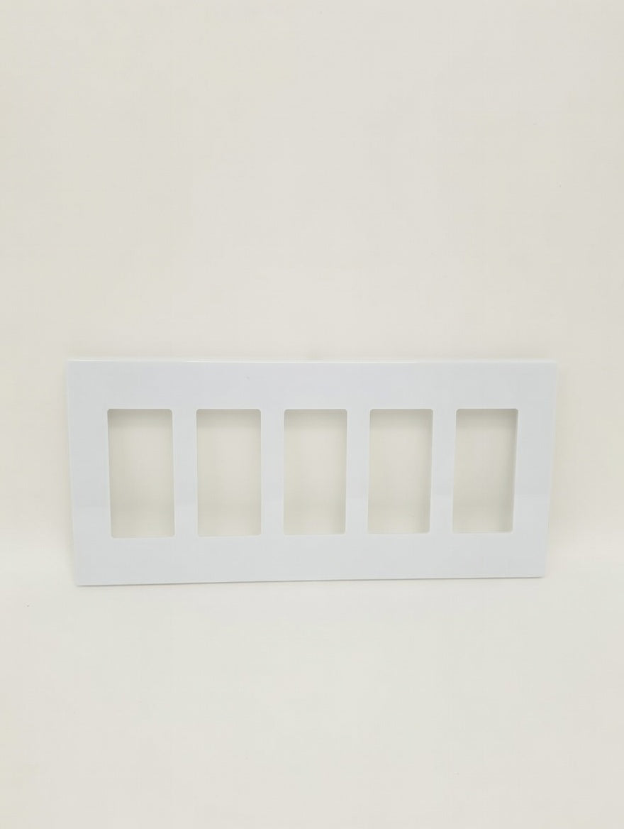 5 Gang Screwless Decora Wall Plate White