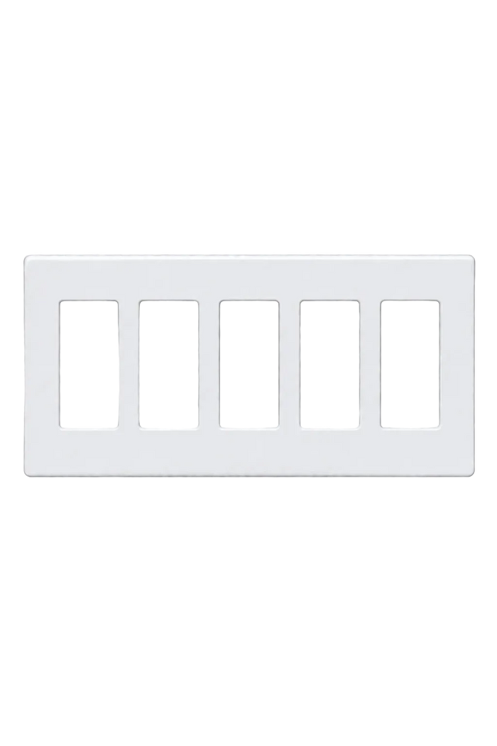 5-Gang Screwless Decora Wall Plate - White