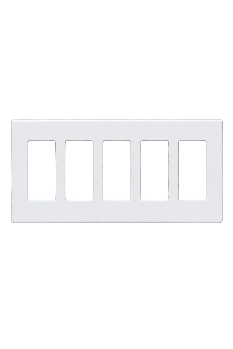 5-Gang Screwless Decora Wall Plate - White