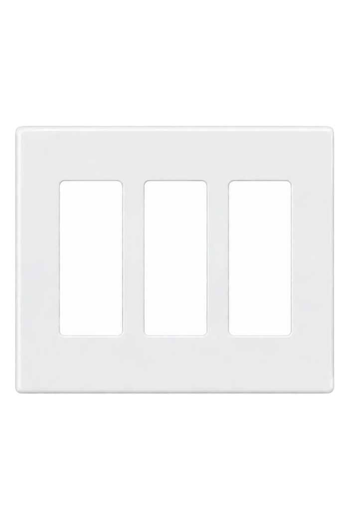 3-Gang Screwless Decora Wall Plate - White