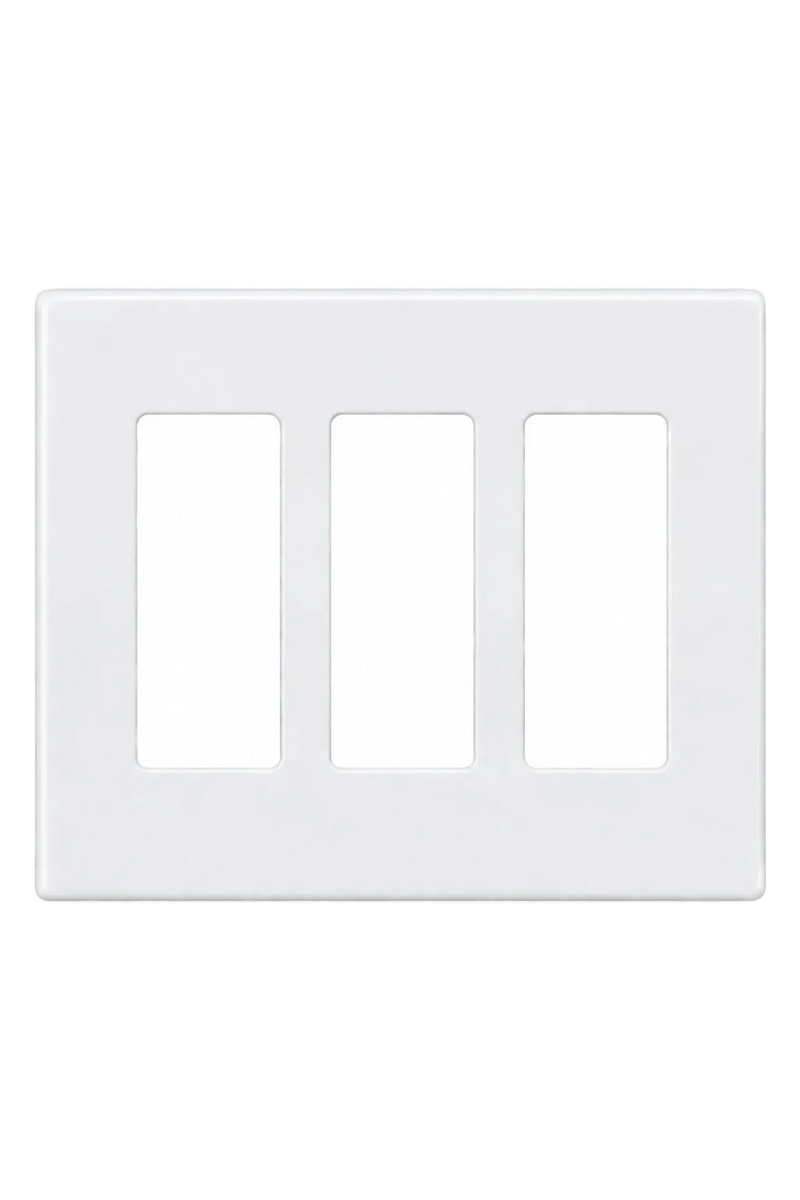 3-Gang Screwless Decora Wall Plate - White