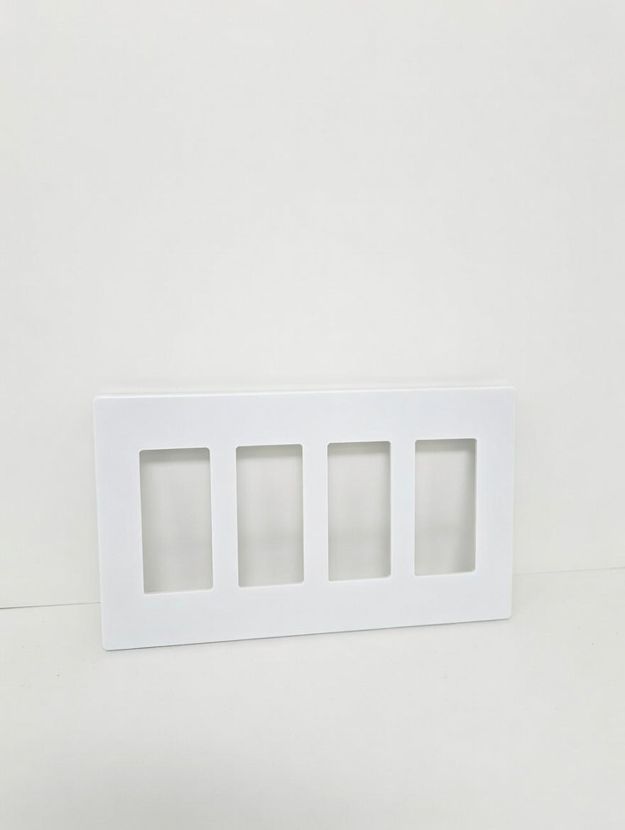 4 Gang Screwless Decora Wall Plate White