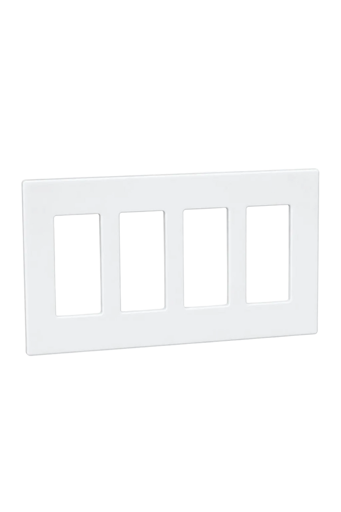 4-Gang Screwless Decora Wall Plate - White